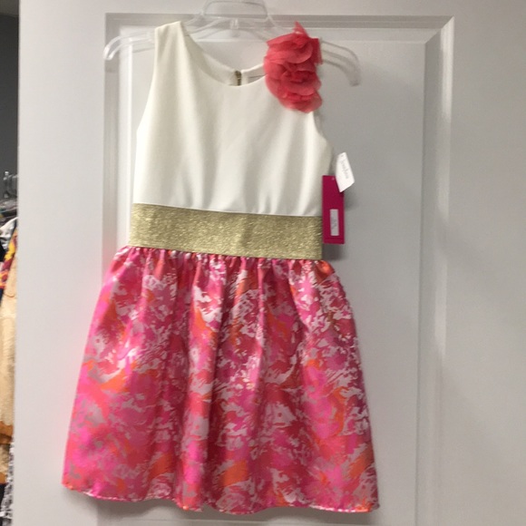 Elegant Pink and Gold Kids Formal Dress - Picture 1 of 4